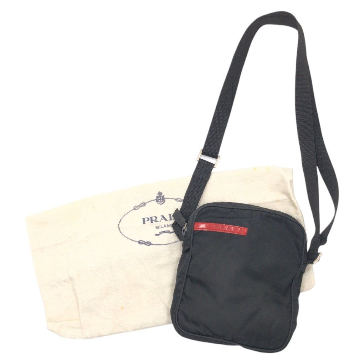 PRADA Shoulder Bag B8674 Nylon Black black Shoulder Bag Pochette Unisex PRADA Sports mens Used Authentic