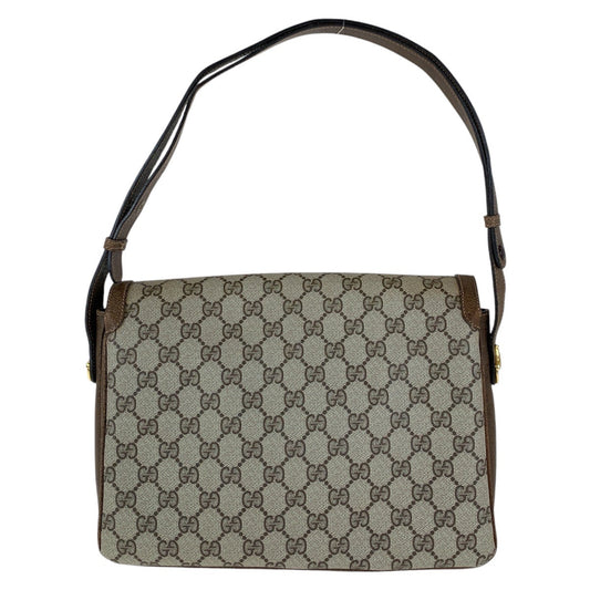 GUCCI Shoulder Bag 14 01 4084 GG Supreme canvas, leather Brown Gold Metal Crossbody Shoulder Bag Old Gucci Women Used Authentic