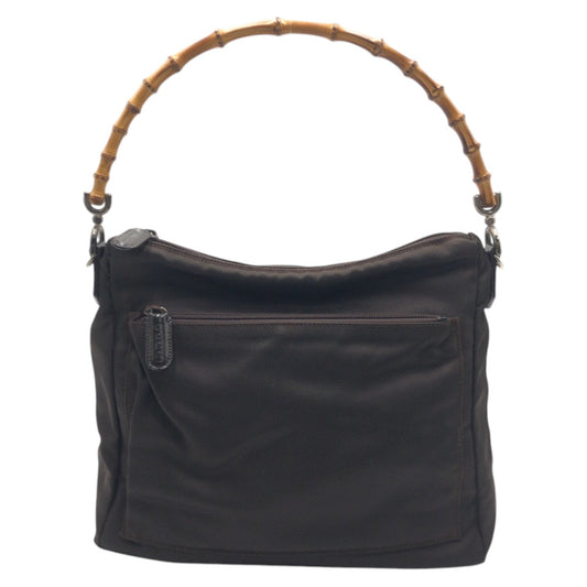 GUCCI Handbag 000 0509 polyester Brown Handbag Shoulder Bag 2WAY Bamboo Women Used Authentic
