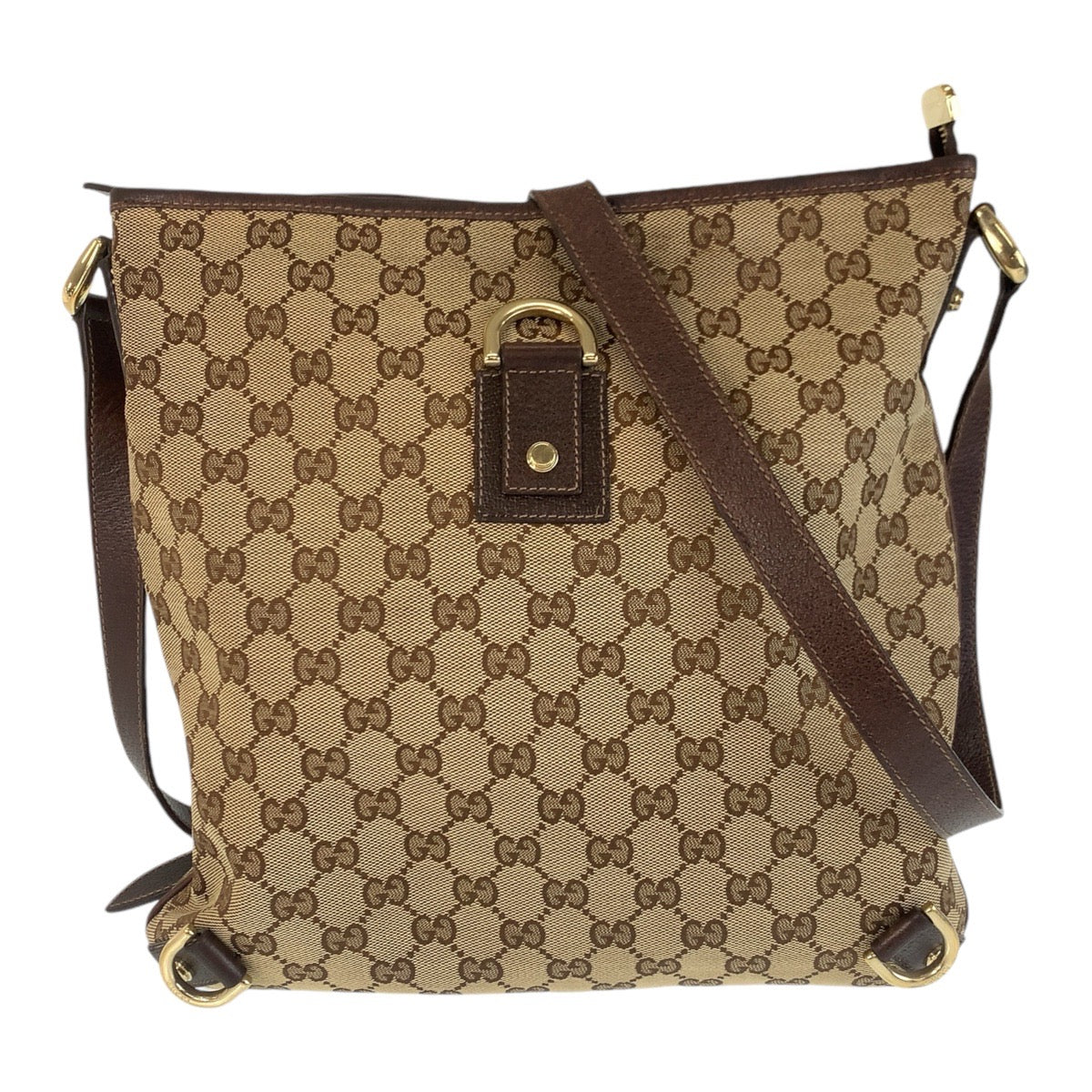 GUCCI Shoulder Bag GG canvas, leather Beige Brown Gold Metal Crossbody Shoulder Bag Pochette Abbey Women Used Authentic