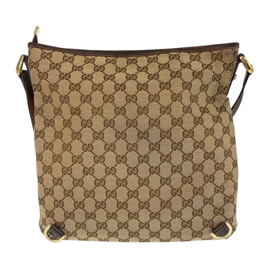 GUCCI Shoulder Bag GG canvas, leather Beige Brown Gold Metal Crossbody Shoulder Bag Pochette Abbey Women Used Authentic