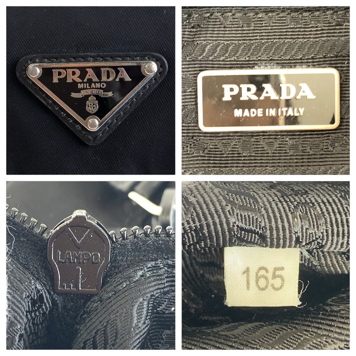 PRADA Shoulder Bag Nylon Black SilverMetal Shoulder Bag pochette Test Triangle With logo Women Used Authentic