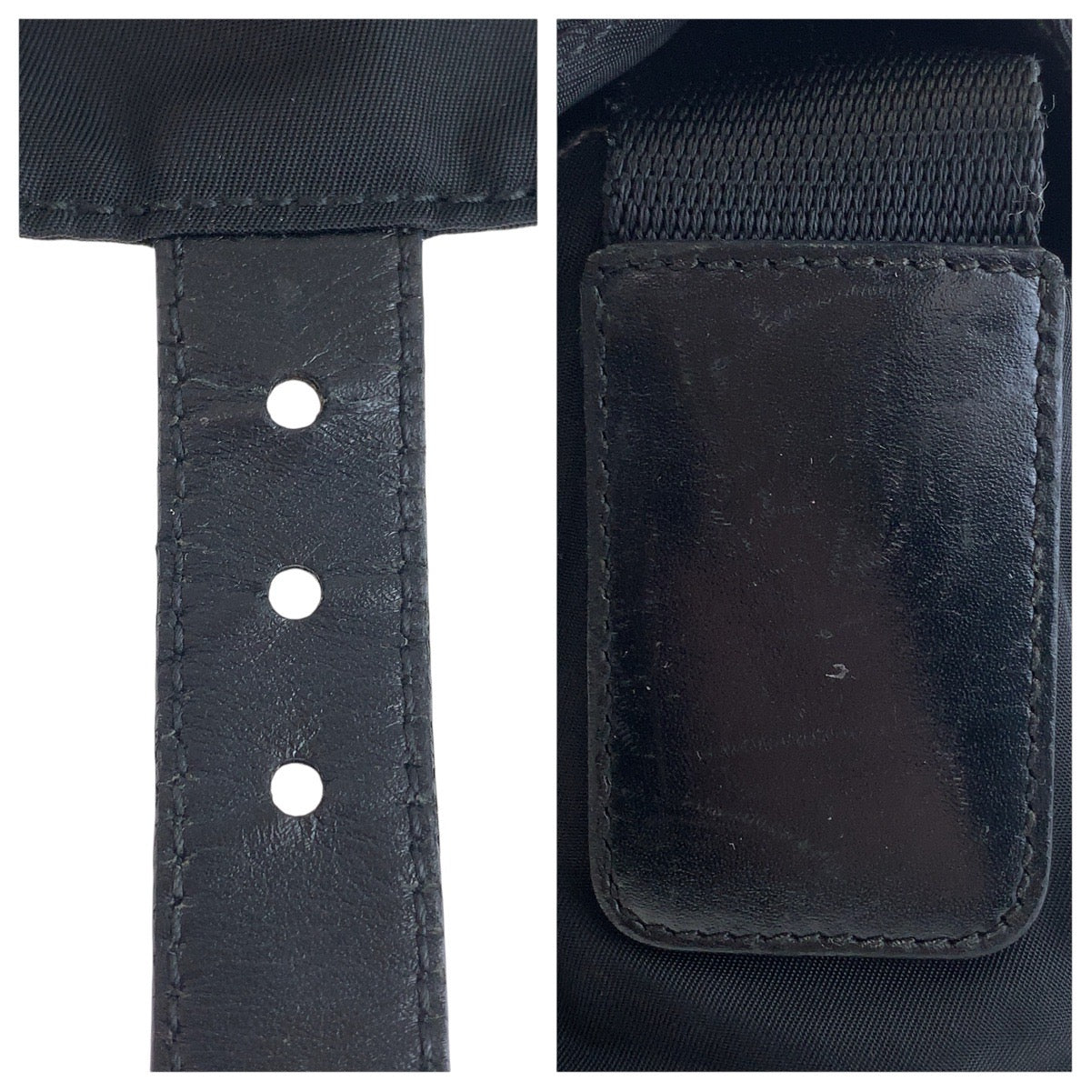 PRADA Shoulder Bag Nylon Black SilverMetal Shoulder Bag pochette Test Triangle With logo Women Used Authentic