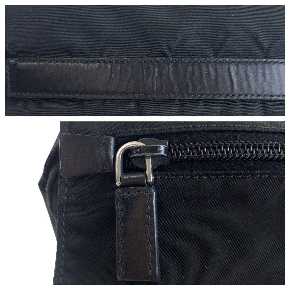 PRADA Shoulder Bag Nylon Black SilverMetal Shoulder Bag pochette Test Triangle With logo Women Used Authentic