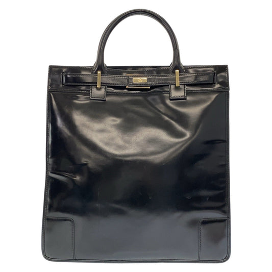 GUCCI Tote Bag 002 1091 leather Black Gold Metal Tote Bag Women Used Authentic