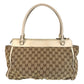 GUCCI Tote Bag 189831 GG canvas, leather Beige White Gold Metal Tote Bag Shoulder Bag Women Used Authentic