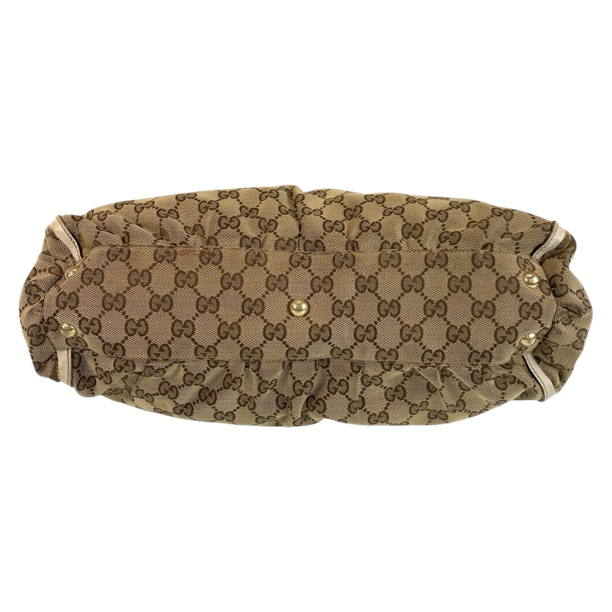 GUCCI Tote Bag 189831 GG canvas, leather Beige White Gold Metal Tote Bag Shoulder Bag Women Used Authentic