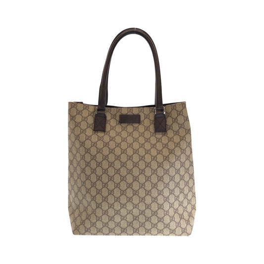 GUCCI Tote Bag 131220 GG Supreme Canvas Beige Brown SilverMetal Tote Bag Shoulder Bag Women Used Authentic