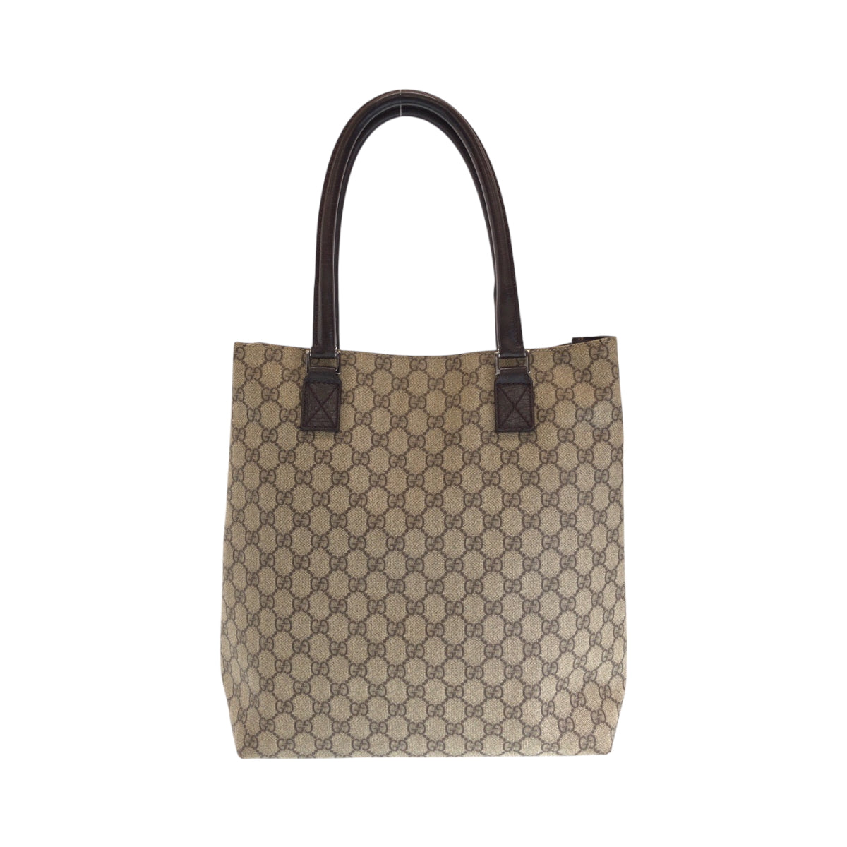 GUCCI Tote Bag 131220 GG Supreme Canvas Beige Brown SilverMetal Tote Bag Shoulder Bag Women Used Authentic