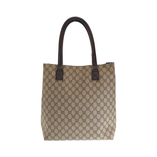 GUCCI Tote Bag 131220 GG Supreme Canvas Beige Brown SilverMetal Tote Bag Shoulder Bag Women Used Authentic