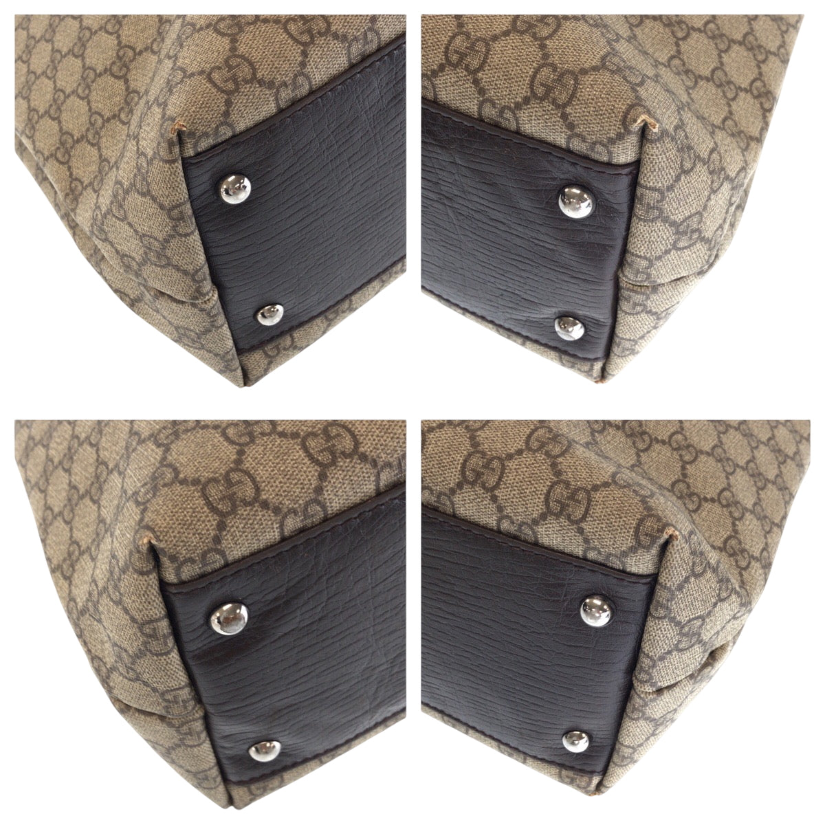 GUCCI Tote Bag 131220 GG Supreme Canvas Beige Brown SilverMetal Tote Bag Shoulder Bag Women Used Authentic