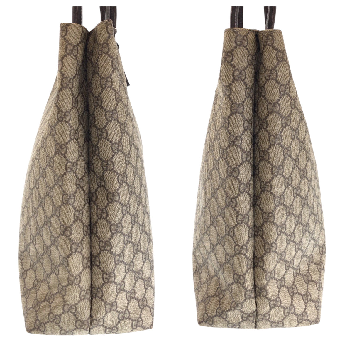 GUCCI Tote Bag 131220 GG Supreme Canvas Beige Brown SilverMetal Tote Bag Shoulder Bag Women Used Authentic
