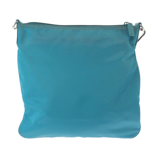 PRADA Shoulder Bag Nylon Light Blue Emerald SilverMetal Shoulder Bag pochette Test Triangle With logo Women Used Authentic