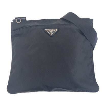 PRADA Shoulder Bag Nylon Black SilverMetal Crossbody Shoulder Bag Unisex Test Triangle With logo Women Used Authentic