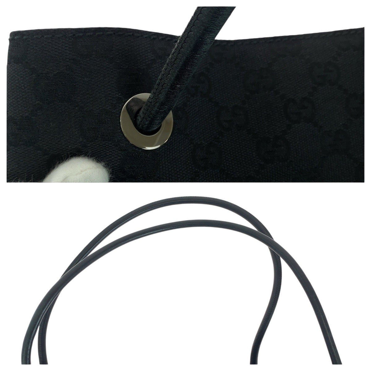 GUCCI Tote Bag 101268 GG canvas, leather BlackSilverMetal Tote Bag Shoulder Bag Unisex Women Used Authentic