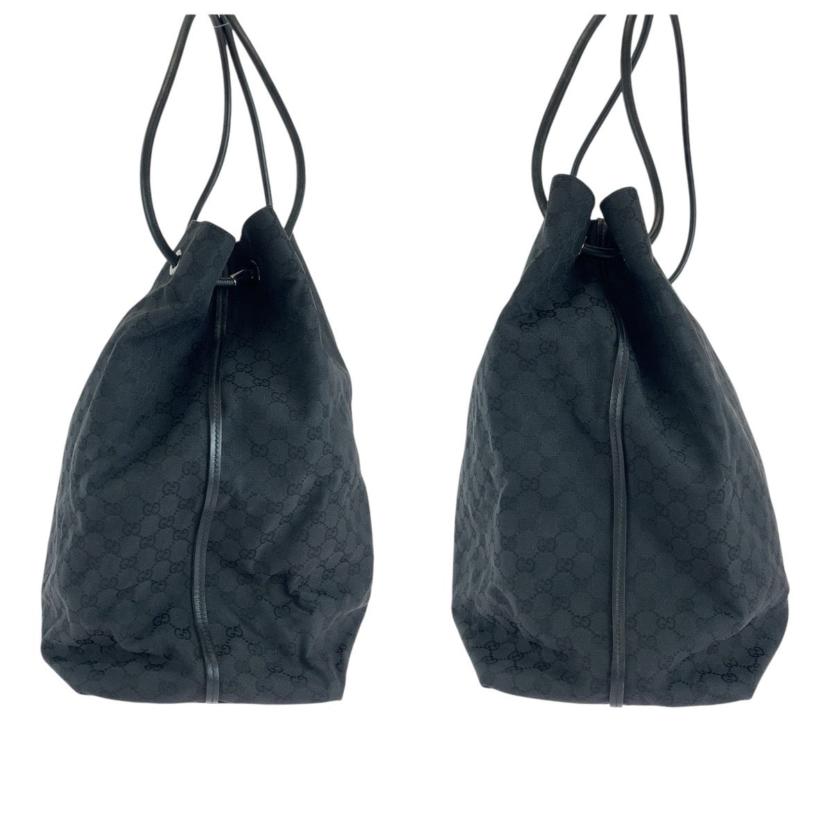 GUCCI Tote Bag 101268 GG canvas, leather BlackSilverMetal Tote Bag Shoulder Bag Unisex Women Used Authentic