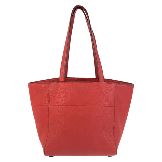 PRADA Tote Bag leather Red Gold Metal Triangle With logo