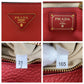 PRADA Tote Bag leather Red Gold Metal Triangle With logo