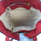PRADA Tote Bag leather Red Gold Metal Triangle With logo