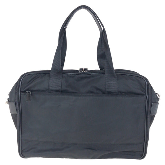 PRADA Business bag Nylon, Leather Black SilverMetal Business bag Briefcase 2way Testo Saffiano Triangle With logo mens Used Authentic