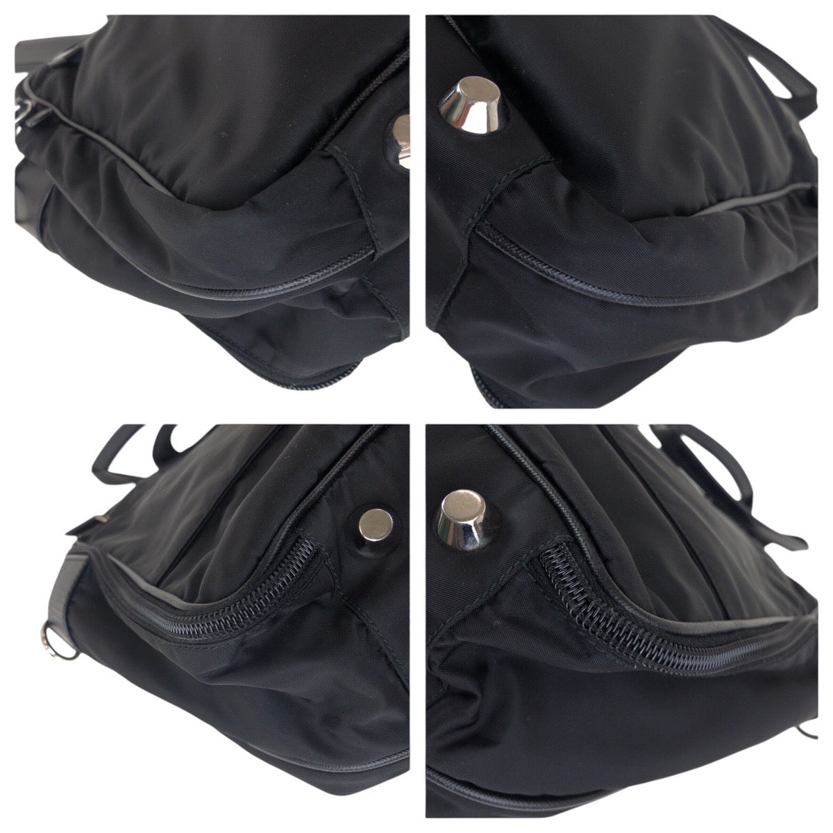 PRADA Business bag Nylon, Leather Black SilverMetal Business bag Briefcase 2way Testo Saffiano Triangle With logo mens Used Authentic