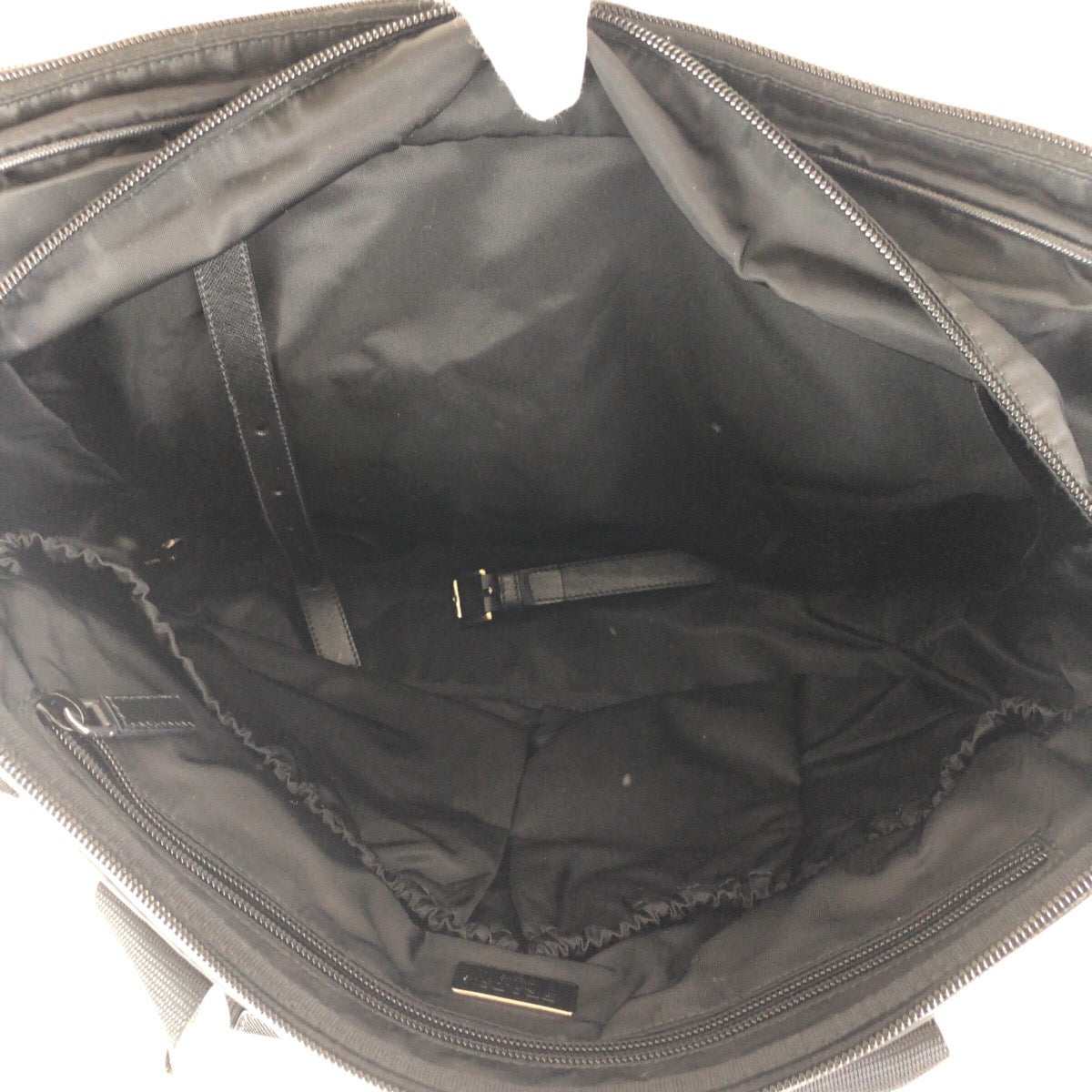 PRADA Business bag Nylon, Leather Black SilverMetal Business bag Briefcase 2way Testo Saffiano Triangle With logo mens Used Authentic