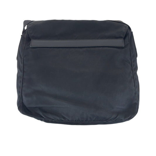 PRADA Shoulder Bag Nylon, Leather Black SilverMetal Shoulder Bag pochette Test Triangle With logo Women Used Authentic