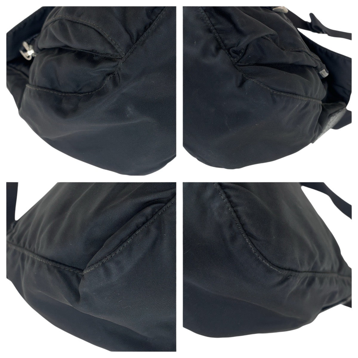 PRADA Shoulder Bag Nylon, Leather Black SilverMetal Shoulder Bag pochette Test Triangle With logo Women Used Authentic