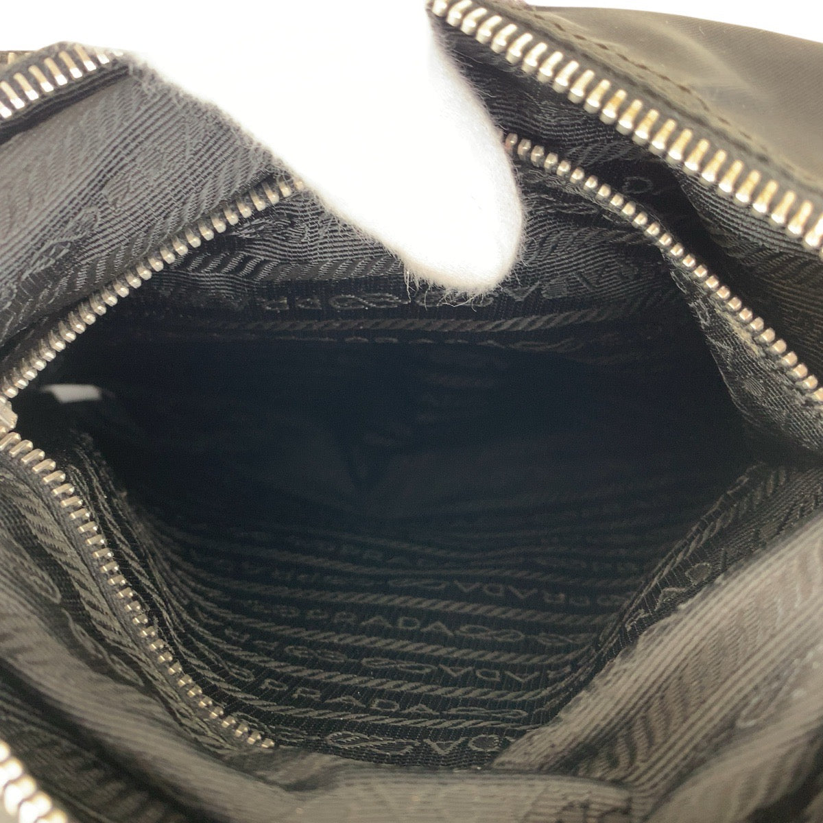 PRADA Shoulder Bag Nylon, Leather Black SilverMetal Shoulder Bag pochette Test Triangle With logo Women Used Authentic