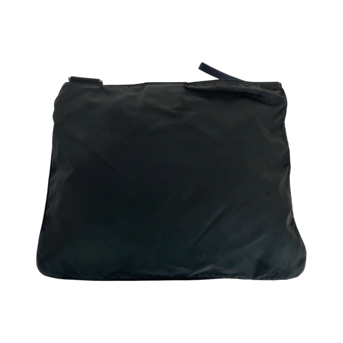 PRADA Shoulder Bag Nylon Black SilverMetal Shoulder Bag pochette Test Triangle With logo Women Used Authentic