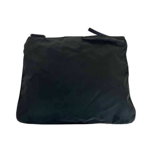 PRADA Shoulder Bag Nylon Black SilverMetal Shoulder Bag pochette Test Triangle With logo Women Used Authentic