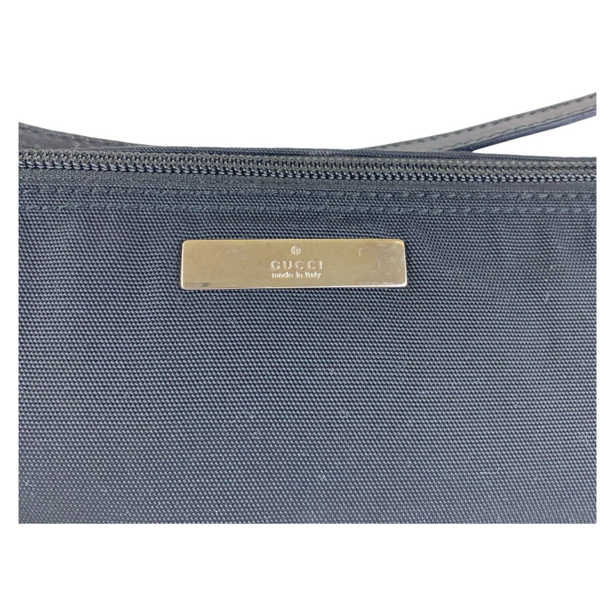 GUCCI Handbag 039 1103 Nylon Black Silver Metal Handbag accessory pouch Women Used Authentic