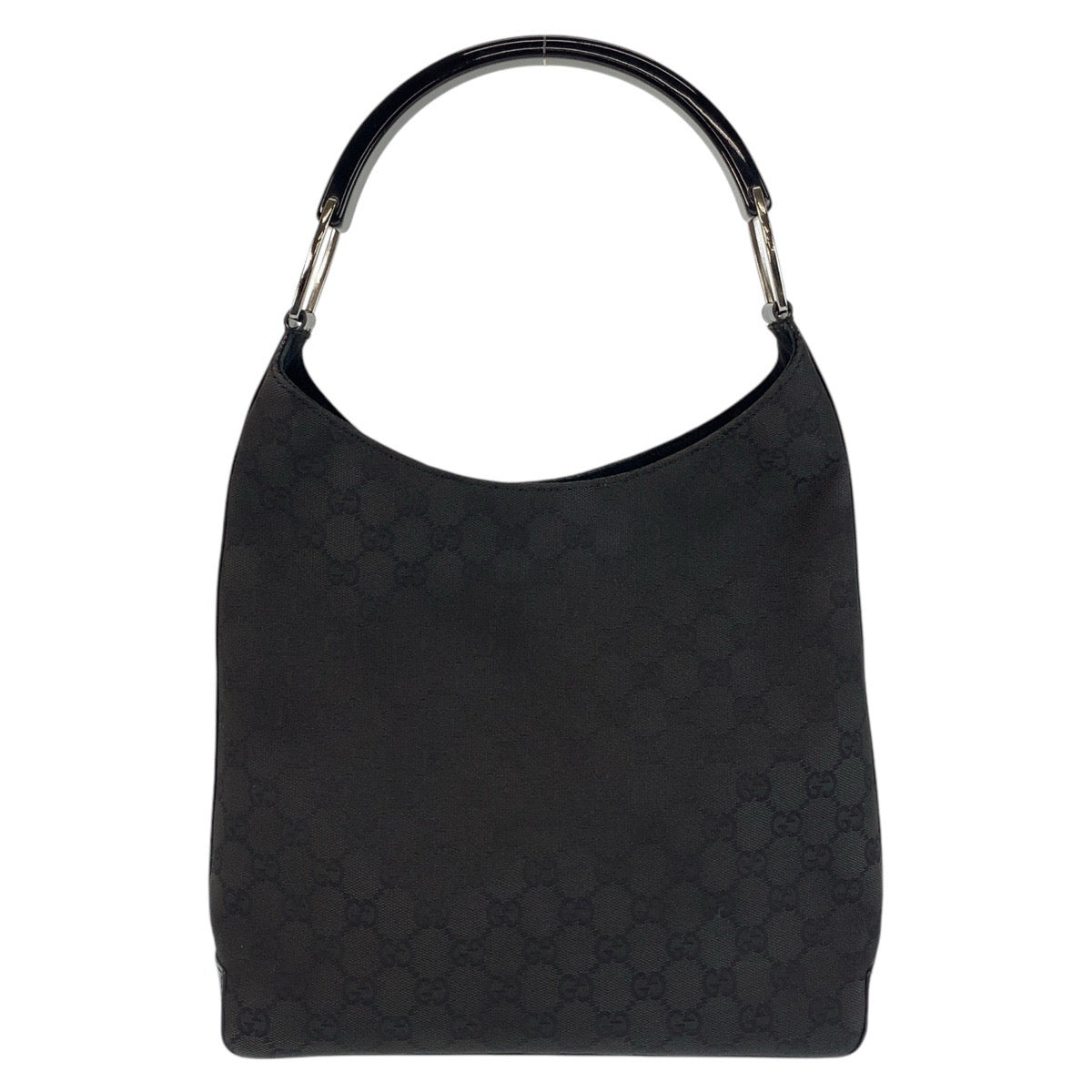 GUCCI Shoulder Bag 001 3752 GG canvas, plastic Black SilverMetal Women Used Authentic