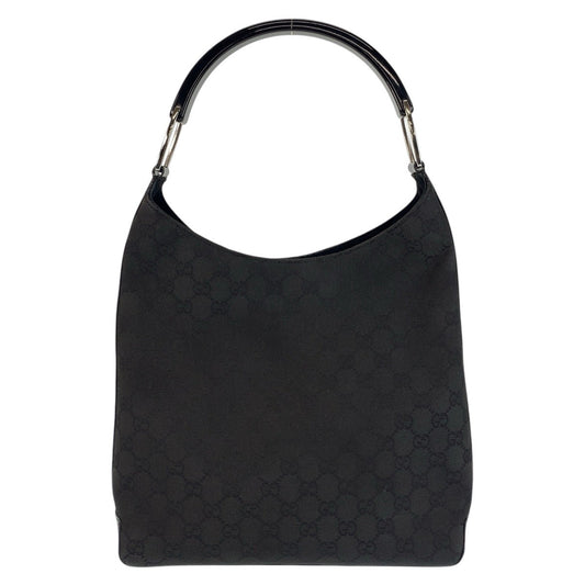 GUCCI Shoulder Bag 001 3752 GG canvas, plastic Black SilverMetal Women Used Authentic