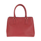 PRADA Tote Bag leather Red Gold Metal Tote Bag handbag Galleria Saffiano Triangle With logo Women Used Authentic