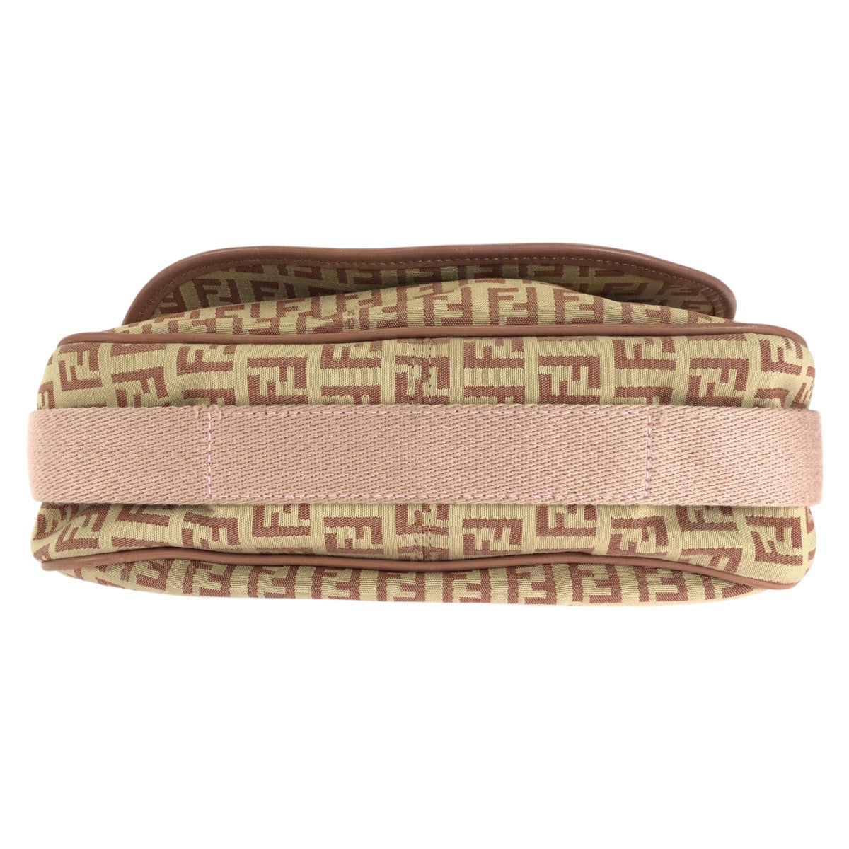 FENDI Shoulder Bag Canvas, Leather Beige Pink SilverMetal Shoulder Bag pochette Zucchino Women Used Authentic