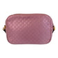 GUCCI Shoulder Bag 309538 leather Metallic Pink GoldMetal Crossbody Shoulder Bag Pochette Micro Guccisima Women Used Authentic