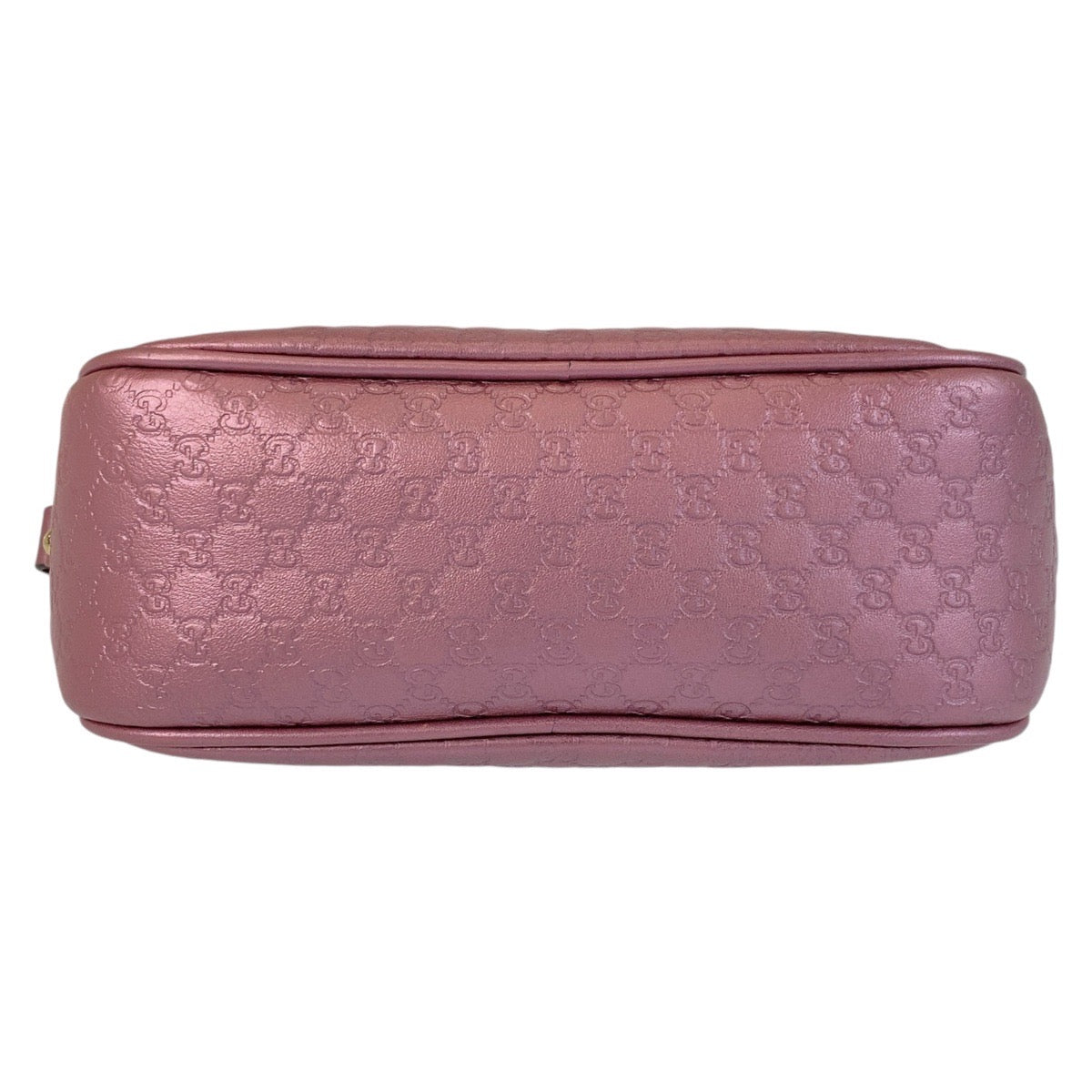 GUCCI Shoulder Bag 309538 leather Metallic Pink GoldMetal Crossbody Shoulder Bag Pochette Micro Guccisima Women Used Authentic