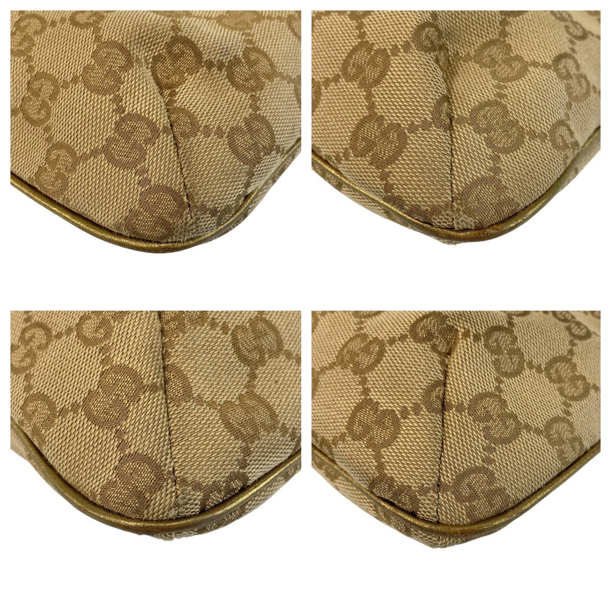 GUCCI Shoulder Bag GG canvas Beige Pink Gold Metal Crossbody Shoulder Bag Messenger Bag Sherry line Women Used Authentic