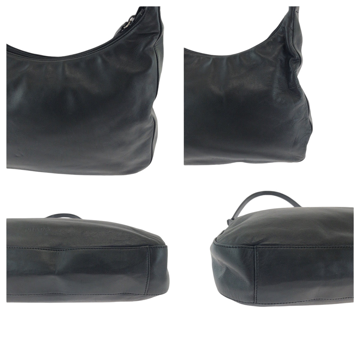 PRADA Shoulder Bag Plastic, Leather Black black Hobo Plastic Handle Shoulder Bag Plat Stick handle logo Women Used Authentic
