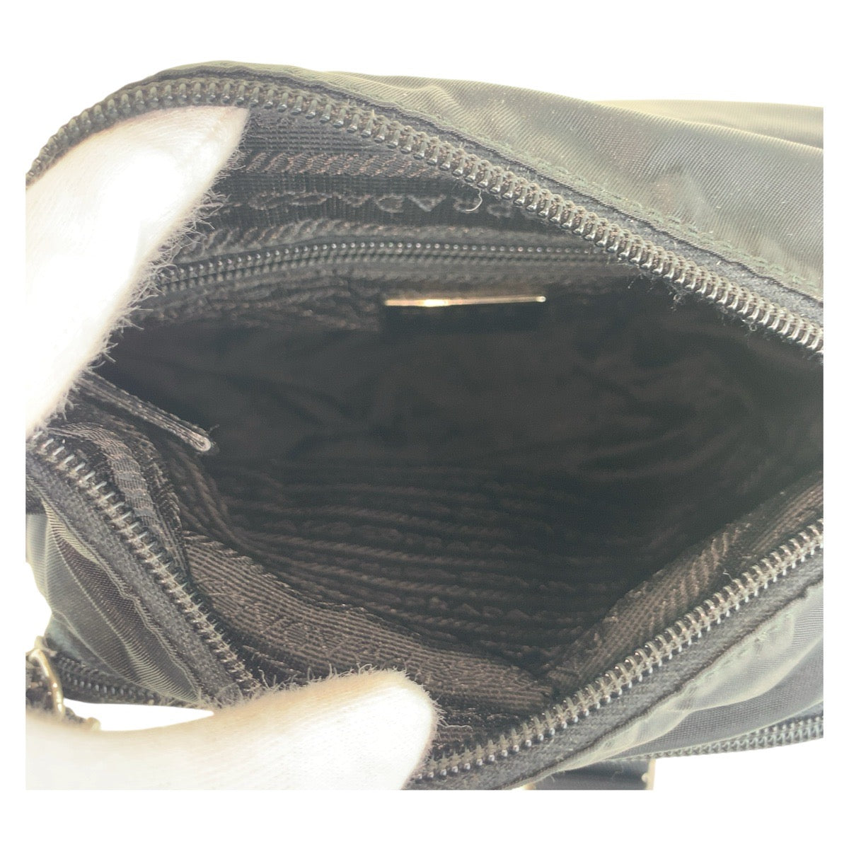 PRADA Shoulder Bag Nylon Black SilverMetal Crossbody Shoulder Bag Test Triangle With logo mens Used Authentic