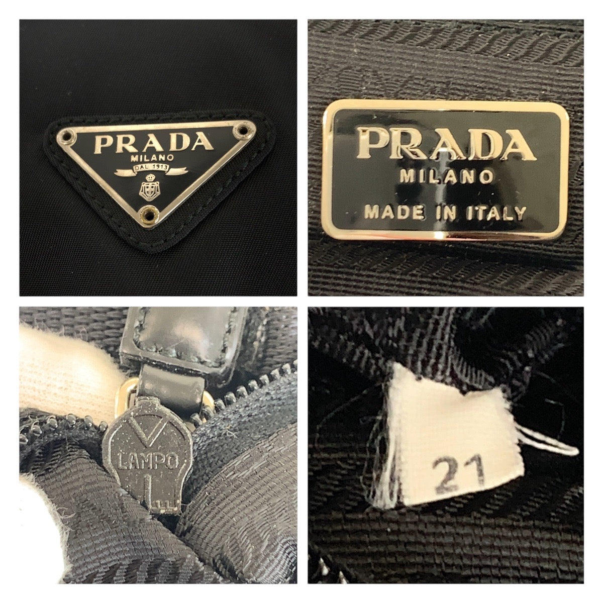 PRADA Shoulder Bag Nylon Black SilverMetal Crossbody Shoulder Bag Test Triangle With logo mens Used Authentic