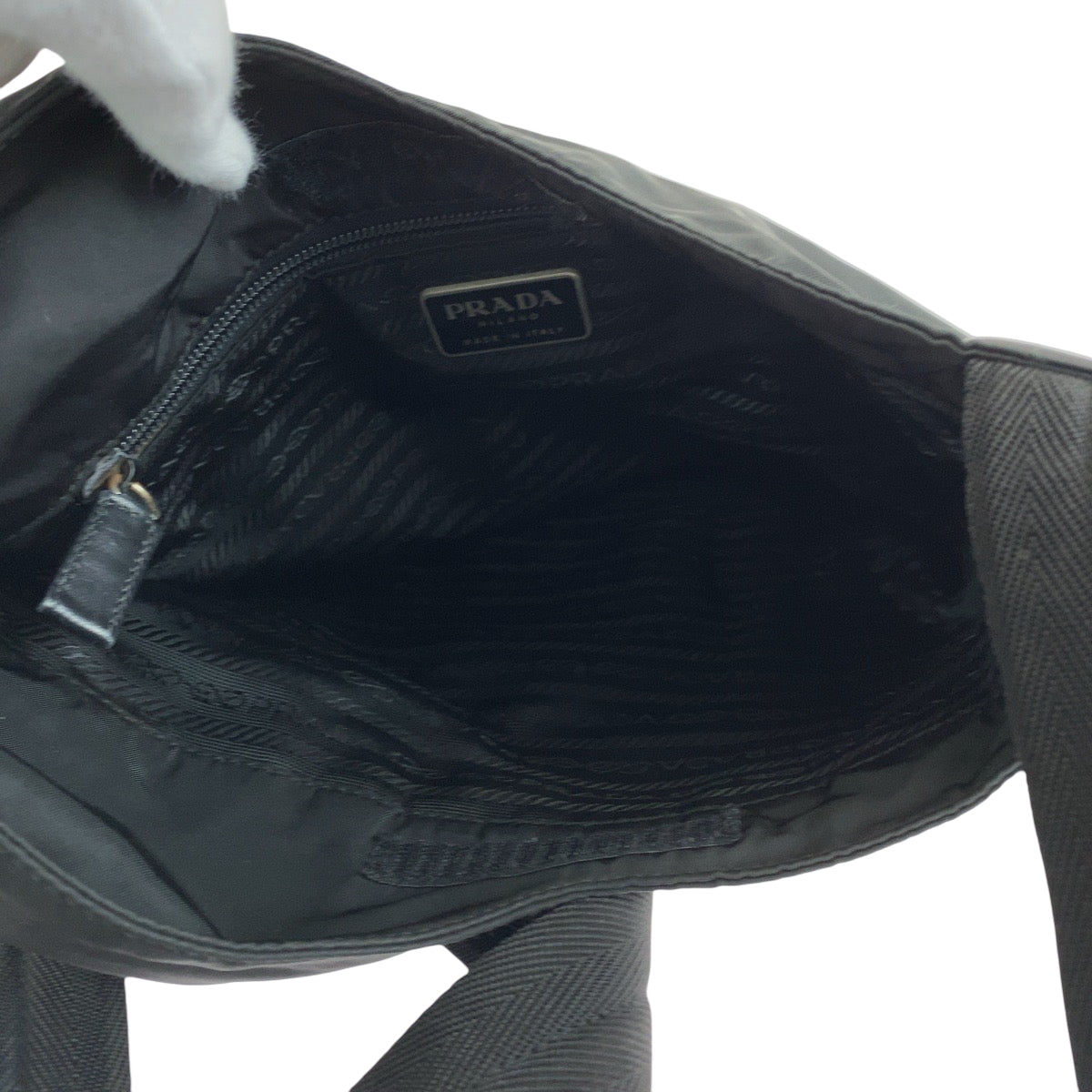 PRADA Shoulder Bag Nylon Black SilverMetal Crossbody Shoulder Bag Test Triangle With logo Women Used Authentic
