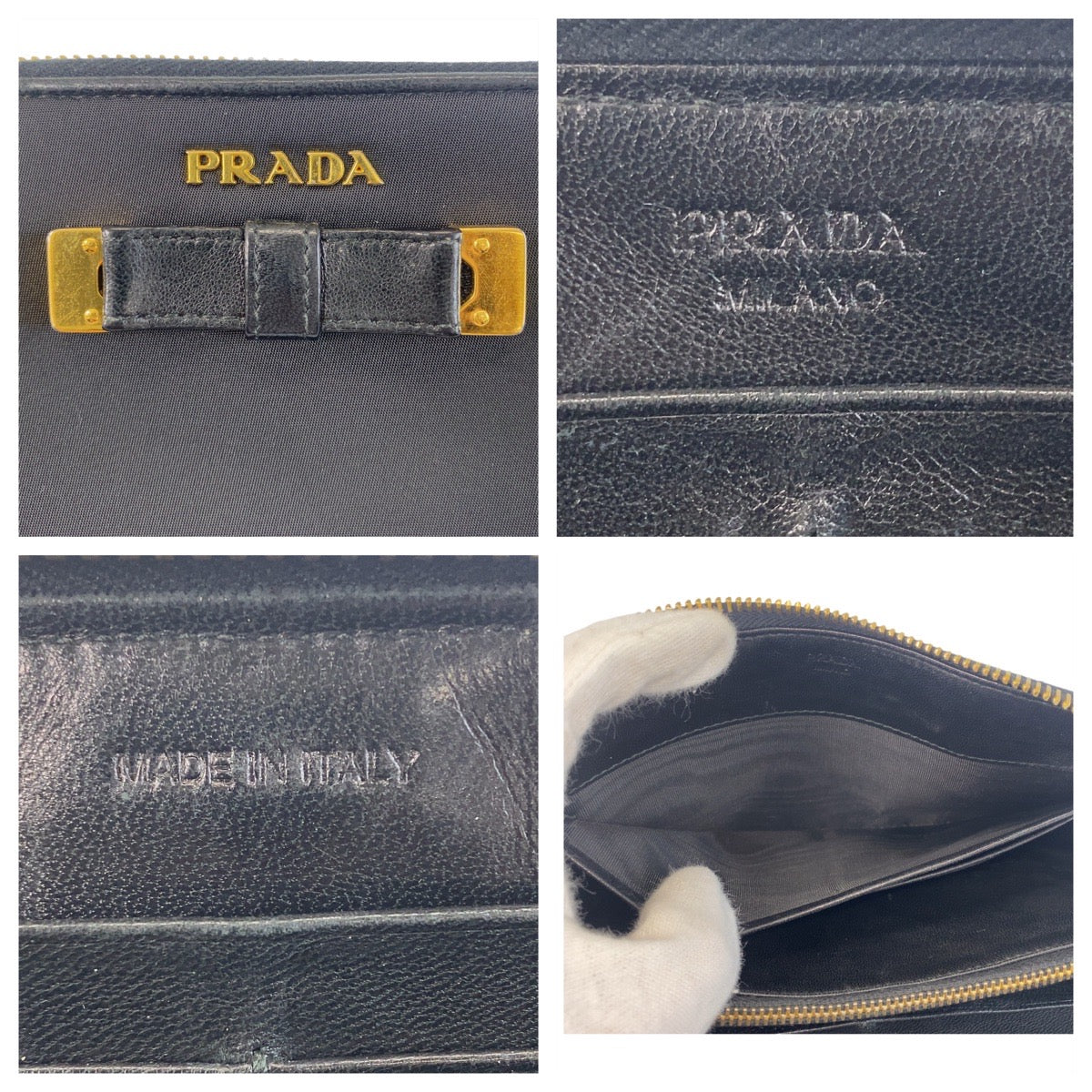 PRADA Long Wallet Purse Nylon black Long Wallet Purse Women Used Authentic