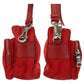 PRADA Shoulder Bag Nylon Red Silver Metal Crossbody Shoulder Bag Pochette Test Triangle With logo Women Used Authentic