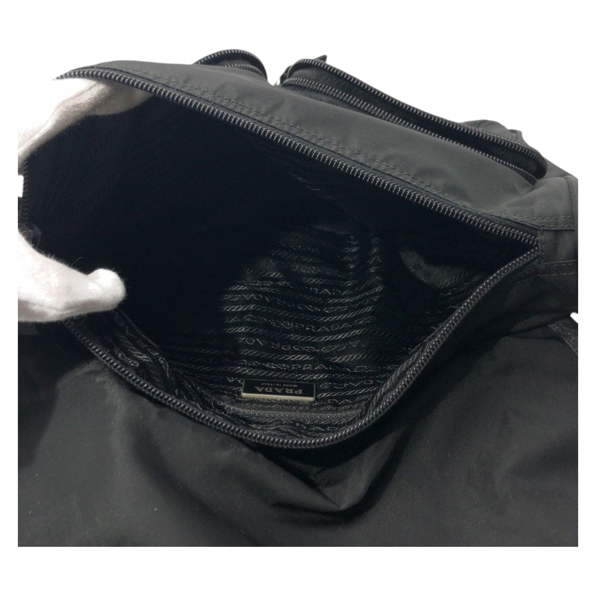 PRADA Shoulder Bag Nylon black Shoulder Bag Messenger Bag Unisex Test Triangular logo mens Used Authentic