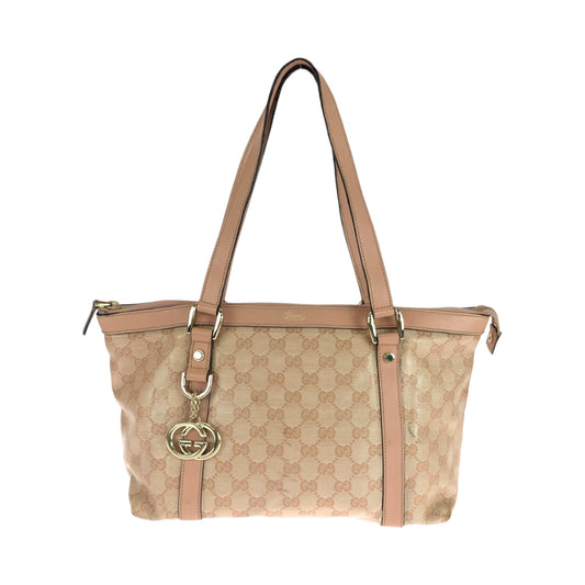 GUCCI Tote Bag 141470 PVC Pink Gold Metal Tote Bag Shoulder Bag Guccisima Women Used Authentic