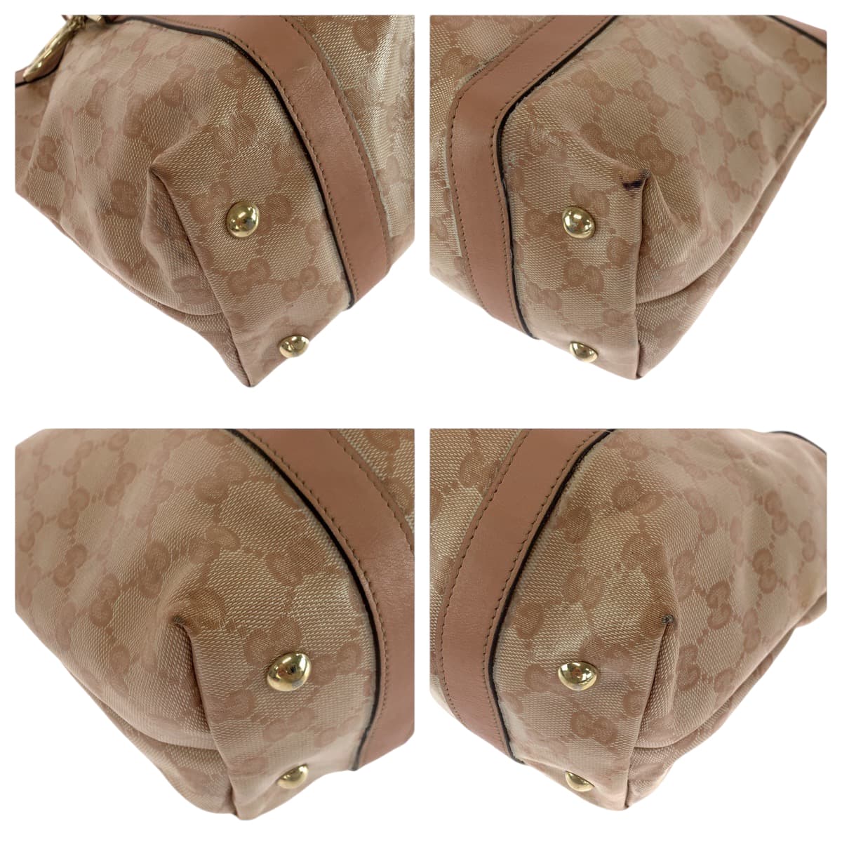 GUCCI Tote Bag 141470 PVC Pink Gold Metal Tote Bag Shoulder Bag Guccisima Women Used Authentic