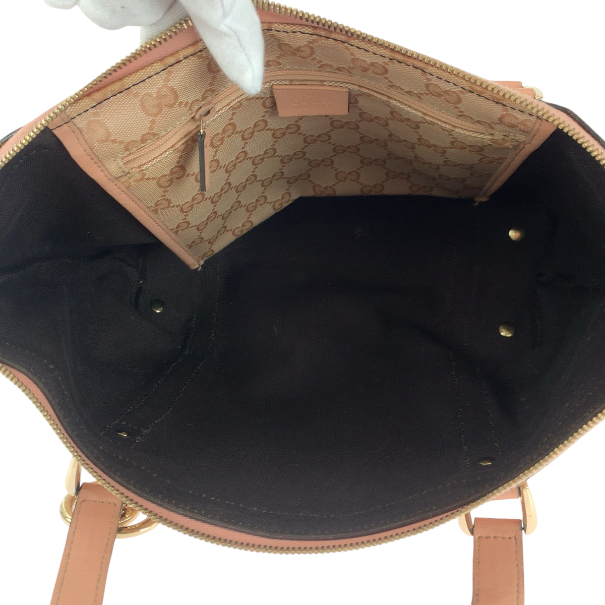 GUCCI Tote Bag 141470 PVC Pink Gold Metal Tote Bag Shoulder Bag Guccisima Women Used Authentic
