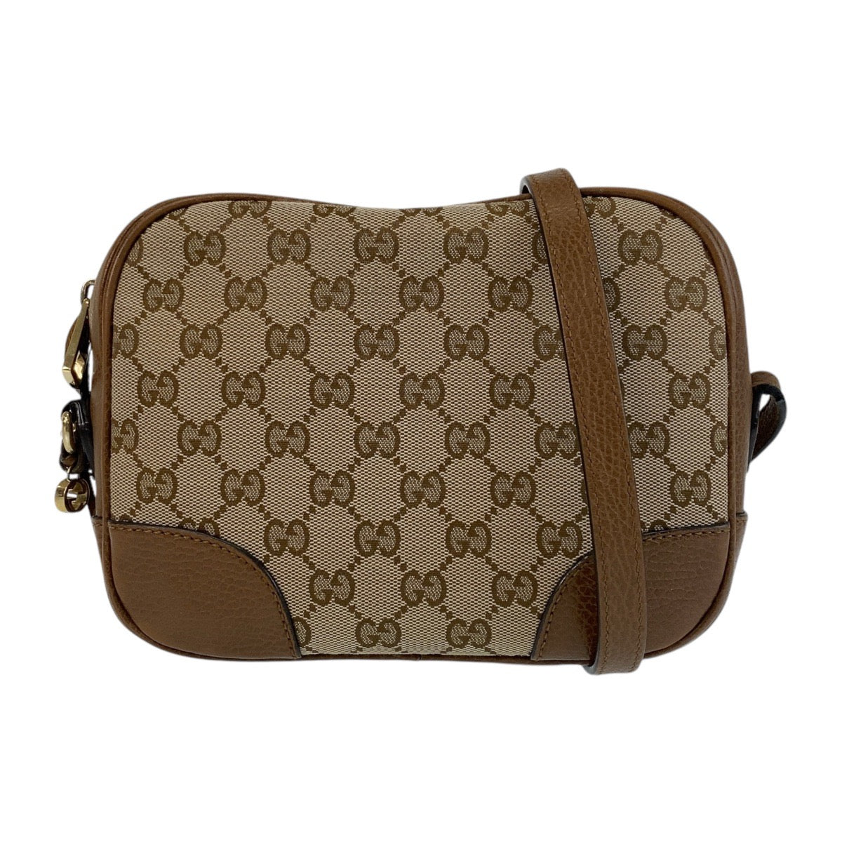 GUCCI Shoulder Bag 449413 GG canvas, leather Brown Gold Metal Crossbody Shoulder Bag Pochette Women Used Authentic